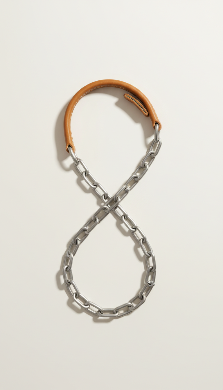 Brushed Metal Leash With Vegan Leather Handle